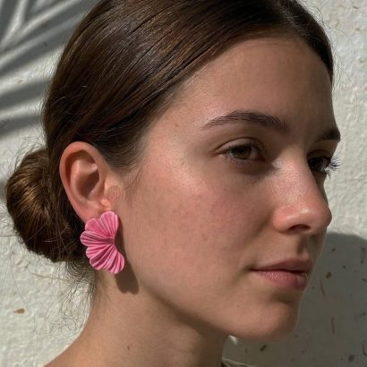Авторські сережки рожеві пелюстки полімерна глина