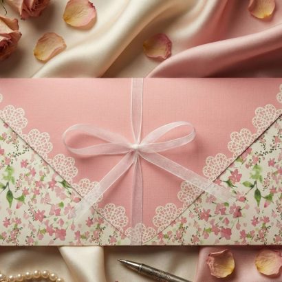 Весільний красивий конверт для грошей рожеві квіти