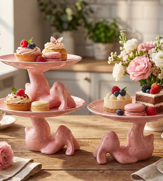 Декоративна підставка з порцеляни рожевий зайчик