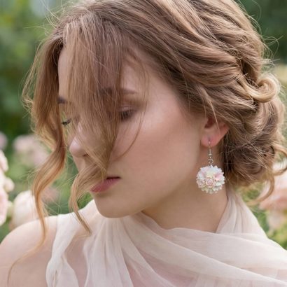 Жіночі сережки кульки рожеві міні квіти полімерна глина