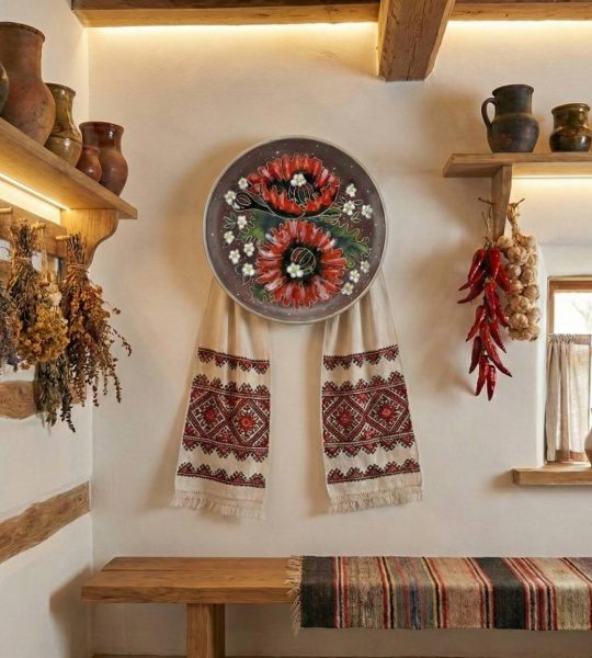 Декоративна настінна тарілка польові червоні маки кераміка