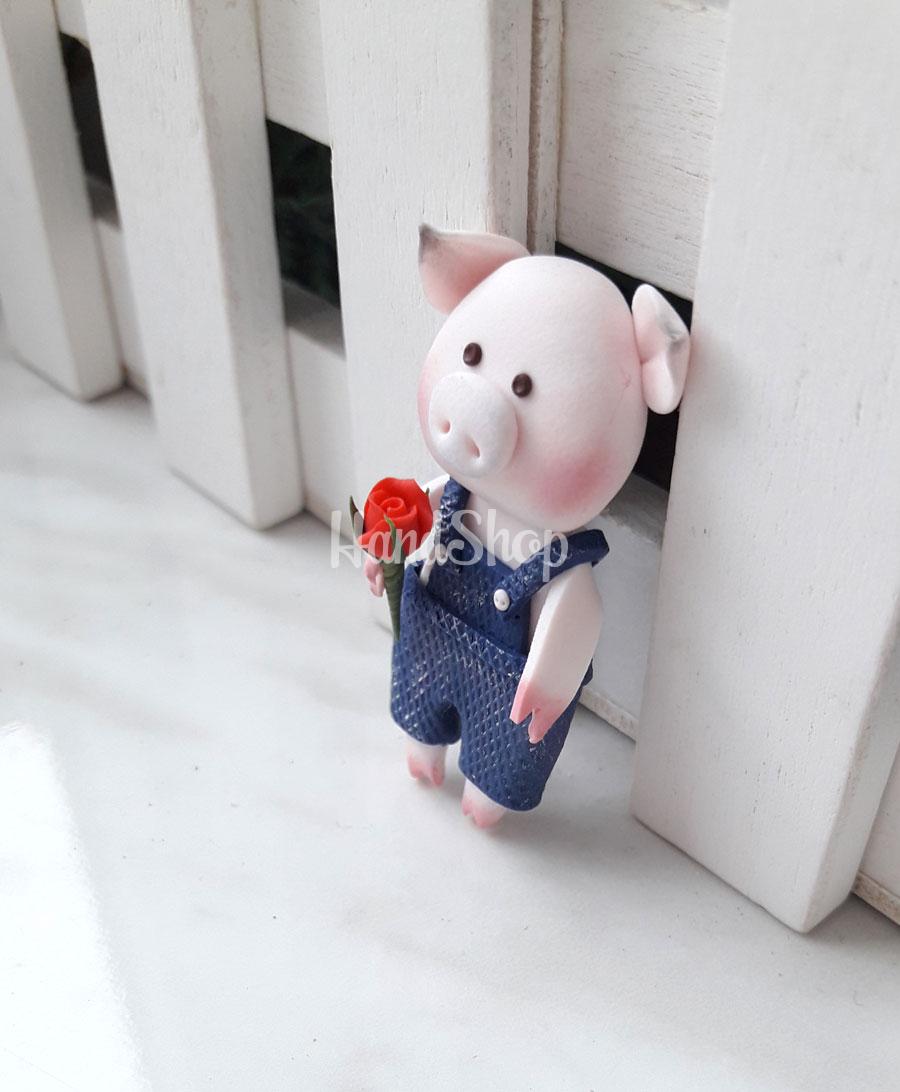 Свинья магнит валентин джентльмен глина Свинья магнит валентин джентльмен глина