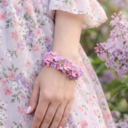 Жіночий браслет квіти бузок з регульованим розміром