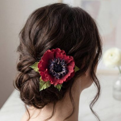 Резинка для волосся польовий червоний мак фоаміран