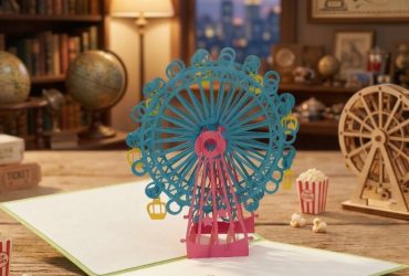 Незвичайний подарунок з ефектом сюрпризу - дитяча 3D листівка карусель колесо огляду ручної роботи з італійського дизайнерського картону