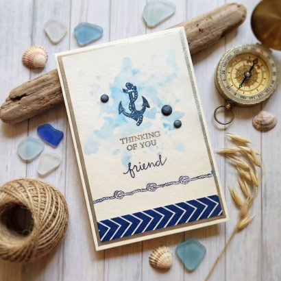 Авторська морська чоловіча листівка день народження якір