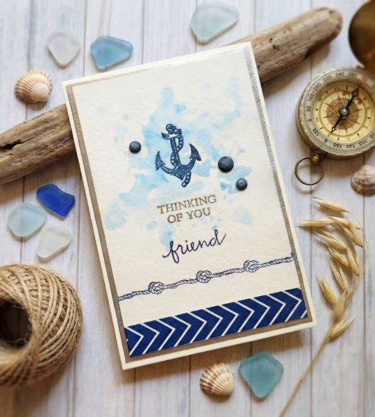 Авторська морська чоловіча листівка день народження якір