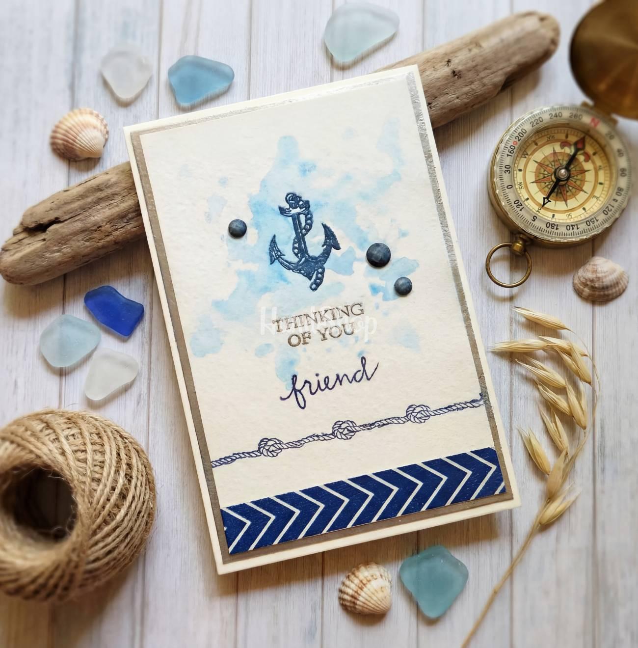 Авторська морська чоловіча листівка день народження якір Авторська морська чоловіча листівка день народження якір