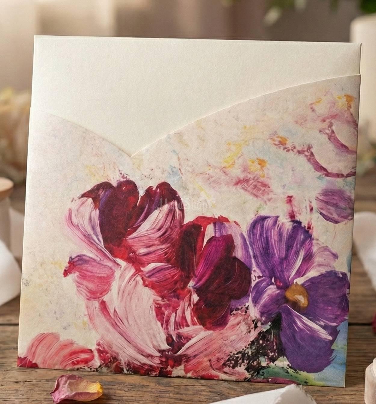 Жіночий конверт для грошей листівка фіолетово рожеві квіти Жіночий конверт для грошей листівка фіолетово рожеві квіти