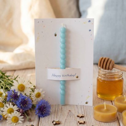 Листівка Happy birthday зі свічкою, сірником та чиркалом