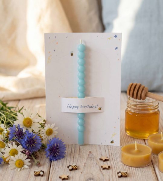 Листівка Happy birthday зі свічкою, сірником та чиркалом