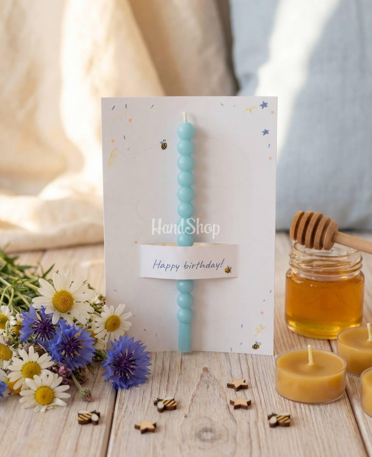 Листівка Happy birthday зі свічкою, сірником та чиркалом Листівка Happy birthday зі свічкою, сірником та чиркалом