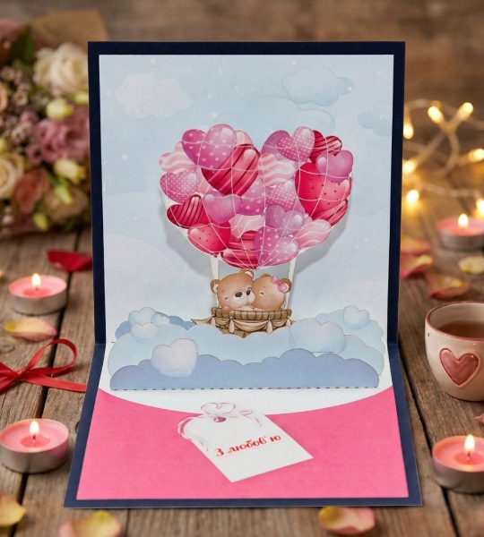 3d валентинка об’ємна листівка закохана пара ведмедиків 2026