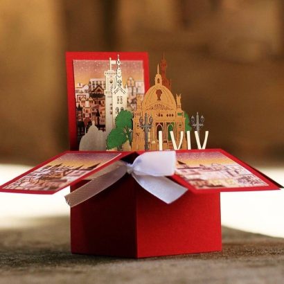 Скрапбукінг листівка коробочка 3d міста України Львів