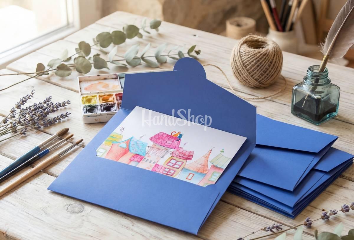 Авторська мальована листівка будинок на новосілля в конверті Авторська мальована листівка будинок на новосілля в конверті