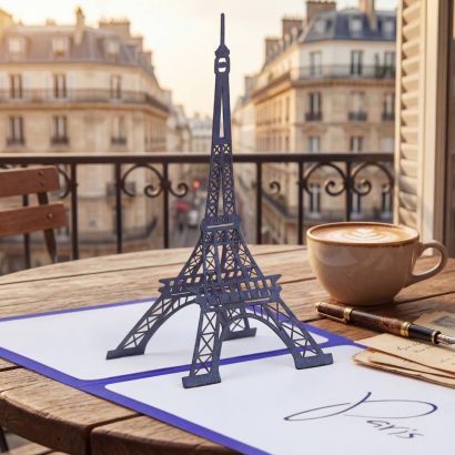 Жіноча об'ємна листівка ручної роботи Париж Ейфелева вежа