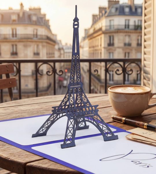 Жіноча об'ємна листівка ручної роботи Париж Ейфелева вежа