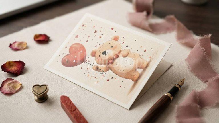 Романтическая красивая открытка валентинка медведь Teddy Bear — фото 3