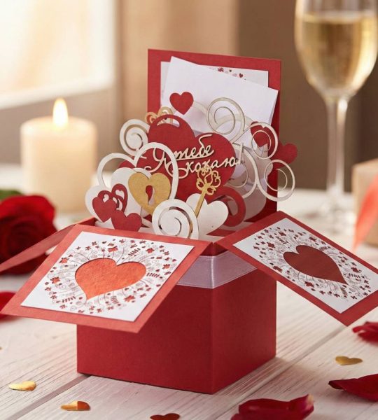 Валентинка романтична 3d листівка коробочка кохаю