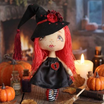 Авторська інтер’єрна лялька відьмочка сувенірна love