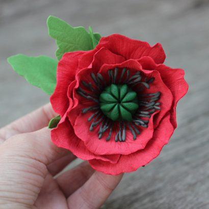 Зажим/броши червоний мак