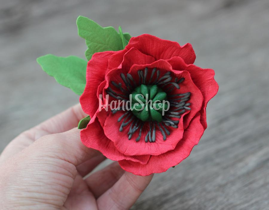 Зажим/броши червоний мак Зажим/броши червоний мак