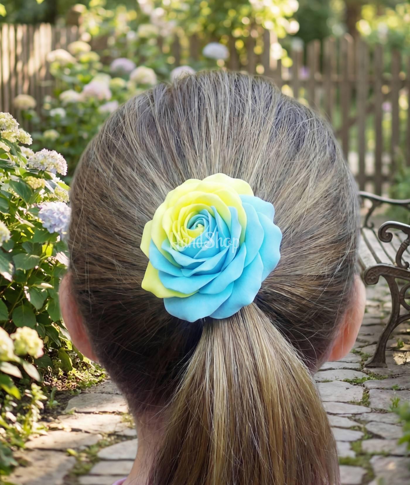 Резинка для волосся квітка ручної роботи троянда Україна Резинка для волосся квітка ручної роботи троянда Україна