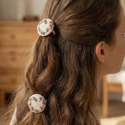 Дитячі резинки для волосся квіти рожеві троянди, 2 шт