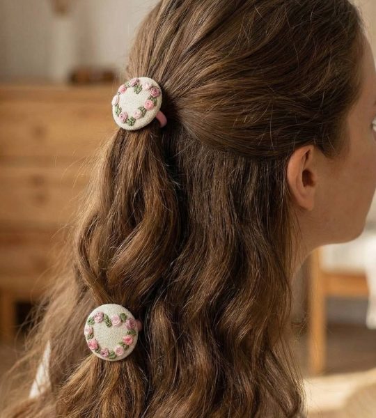 Дитячі резинки для волосся квіти рожеві троянди, 2 шт