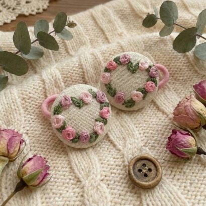 Дитячі резинки для волосся квіти рожеві троянди, 2 шт