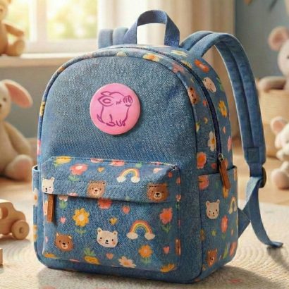 Дерев’яна кругла рожева дитяча брошка свинка розпис