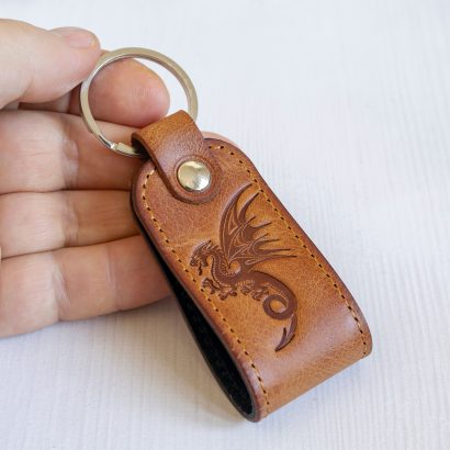 Чоловічий брелок для ключів дракон 2024 натуральна шкіра