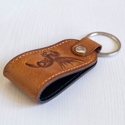 Чоловічий брелок для ключів дракон 2024 натуральна шкіра