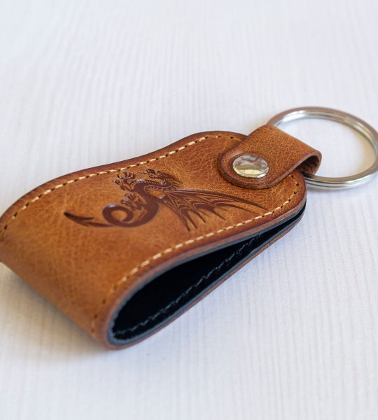 Чоловічий брелок для ключів дракон 2024 натуральна шкіра