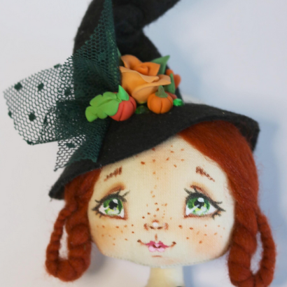 Відьмочка рудоволоса лялька авторська текстильна сувенірна