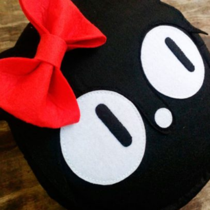 Дитячий рюкзак чорна кішка червоний бант фетр