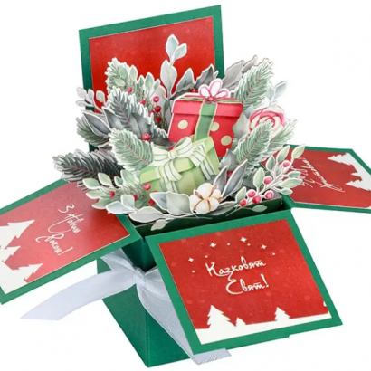 Листівка коробочка своїми руками на Різдво Новий рік 2024