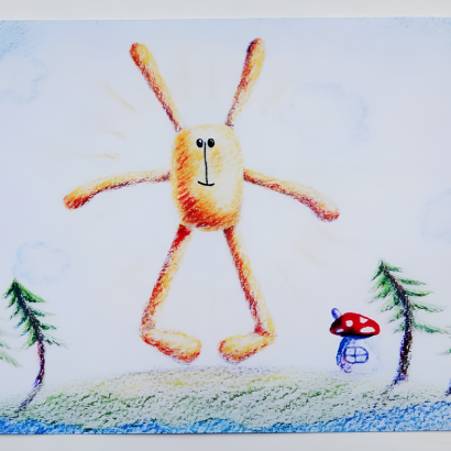 Дитяча мальована двостороння вітальна листівка сонечко