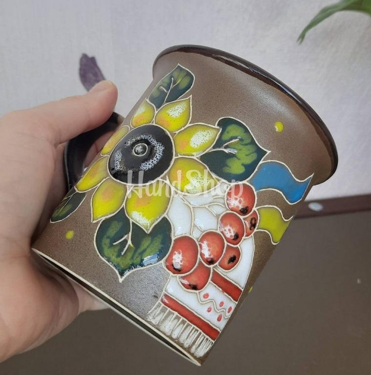 Керамічна чашка рушничок, калина, соняшник, прапор Керамічна чашка рушничок, калина, соняшник, прапор