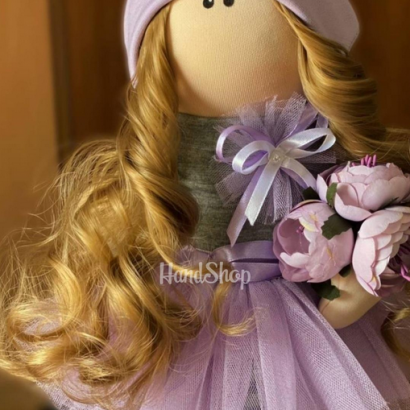 Дитяча інтер’єрна текстильна лялька з довгим волоссям