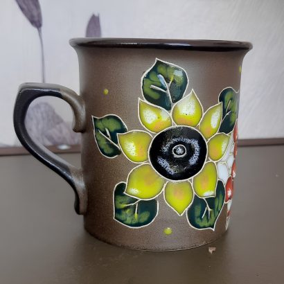 Керамічна чашка рушничок, калина, соняшник, прапор