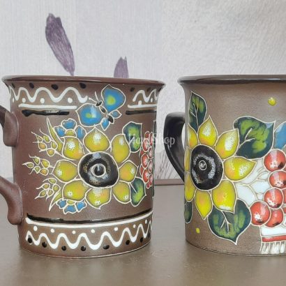 Керамічна чашка рушничок, калина, соняшник, прапор