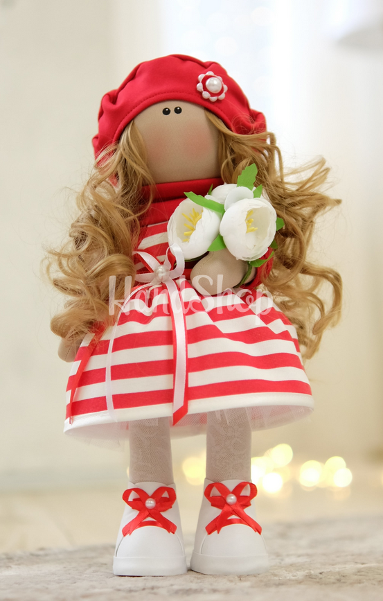 Лялька тільда авторська інтер'єрна кучерява блондинка в сукні Лялька тільда авторська інтер'єрна кучерява блондинка в сукні