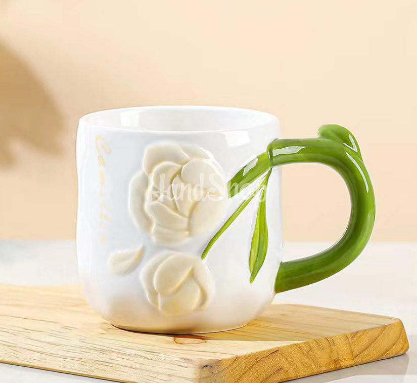 Велика чашка біла керамічна з квітами піони (на вибір!) Велика чашка біла керамічна з квітами піони (на вибір!)