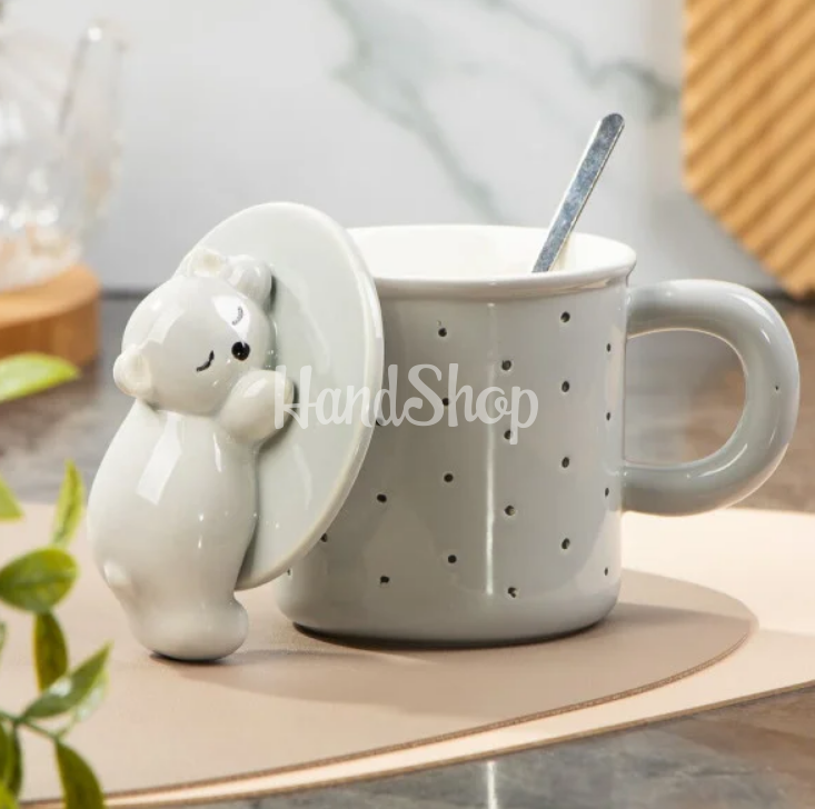 Чашка керамічна з кришкою та ложкою ведмежа (на вибір!) Чашка керамічна з кришкою та ложкою ведмежа (на вибір!)