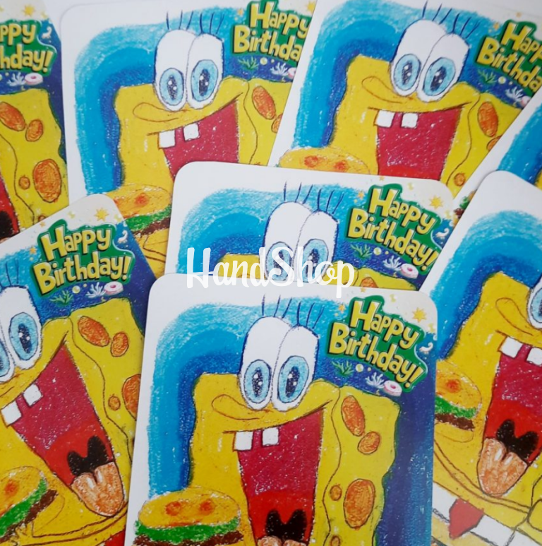 Авторська листівка мальована Губка Боб Happy Birthday — фото 2