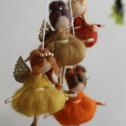 Руда лялька ангел з крилами підвіска сувенір авторська