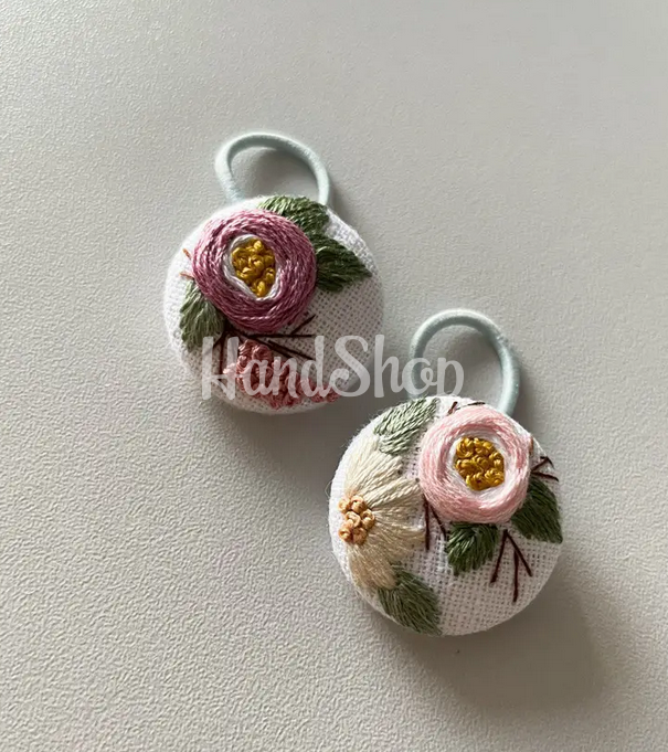 Дитячі резинки для волосся квіточки, ручна вишивка 2 шт Дитячі резинки для волосся квіточки, ручна вишивка 2 шт