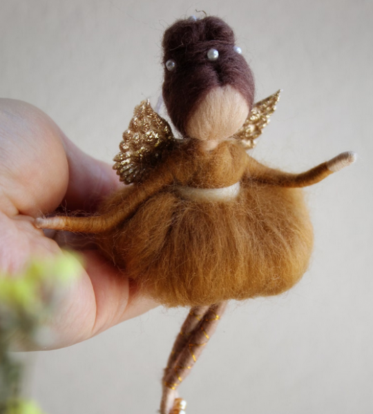 Дитяча міні лялька ангел з крилами в сукні сувенір підвіска