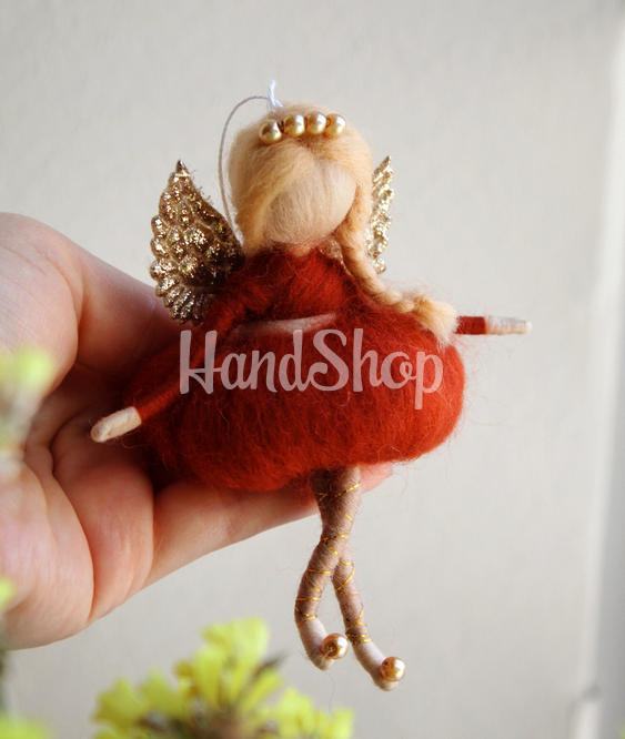 Лялька валяна з вовни блондиночка в сукні ангел фея 2024 Лялька валяна з вовни блондиночка в сукні ангел фея 2024